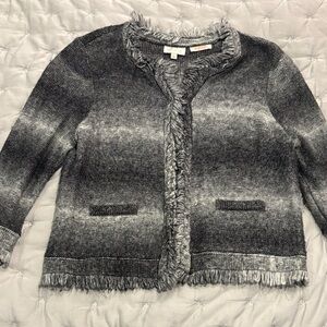 The Limited Charcoal Fringed Cardigan